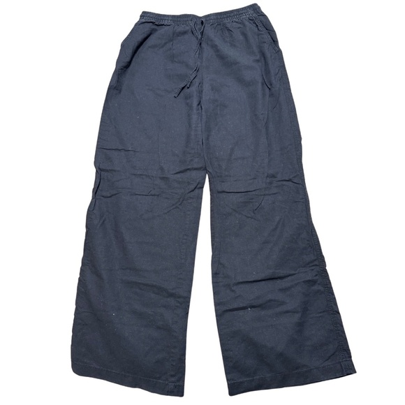 Black Linen Blend H&M Drawstring Pants - Picture 1 of 4